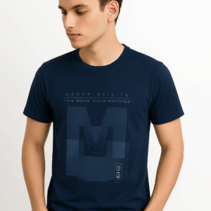 Men's Regular Fit Solid Navy blue T-Shirt